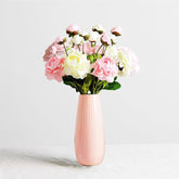 White Ceramic Vase, 7.5 Inch Flower Vase with Vertical Stripes for Pampas Calla Lily Tulip, Minimalism Modern Style for Housewarming, Weddings, Birthday, Christmas, Thanksgiving, New Year