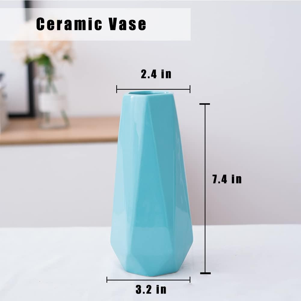 Ceramic Vase, 7.4 Inch for Pampas Calla Lily Tulip, Flower Vase Minimalism Style for Modern Table Shelf Home Decor, Fit for Housewarming, Weddings, Birthday, Christmas, Thanksgiving, New Year