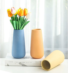Yellow Ceramic Vase, 7.7" H, Minimalist Modern Home Decoration, Matte Design for Fireplace Bedroom Kitchen Living Room Centerpieces Office Desk, Fit for Holding Dried Flowers, Fresh Flowers