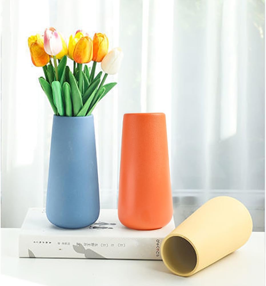 Yellow Ceramic Vase, 7.7" H, Minimalist Modern Home Decoration, Matte Design for Fireplace Bedroom Kitchen Living Room Centerpieces Office Desk, Fit for Holding Dried Flowers, Fresh Flowers