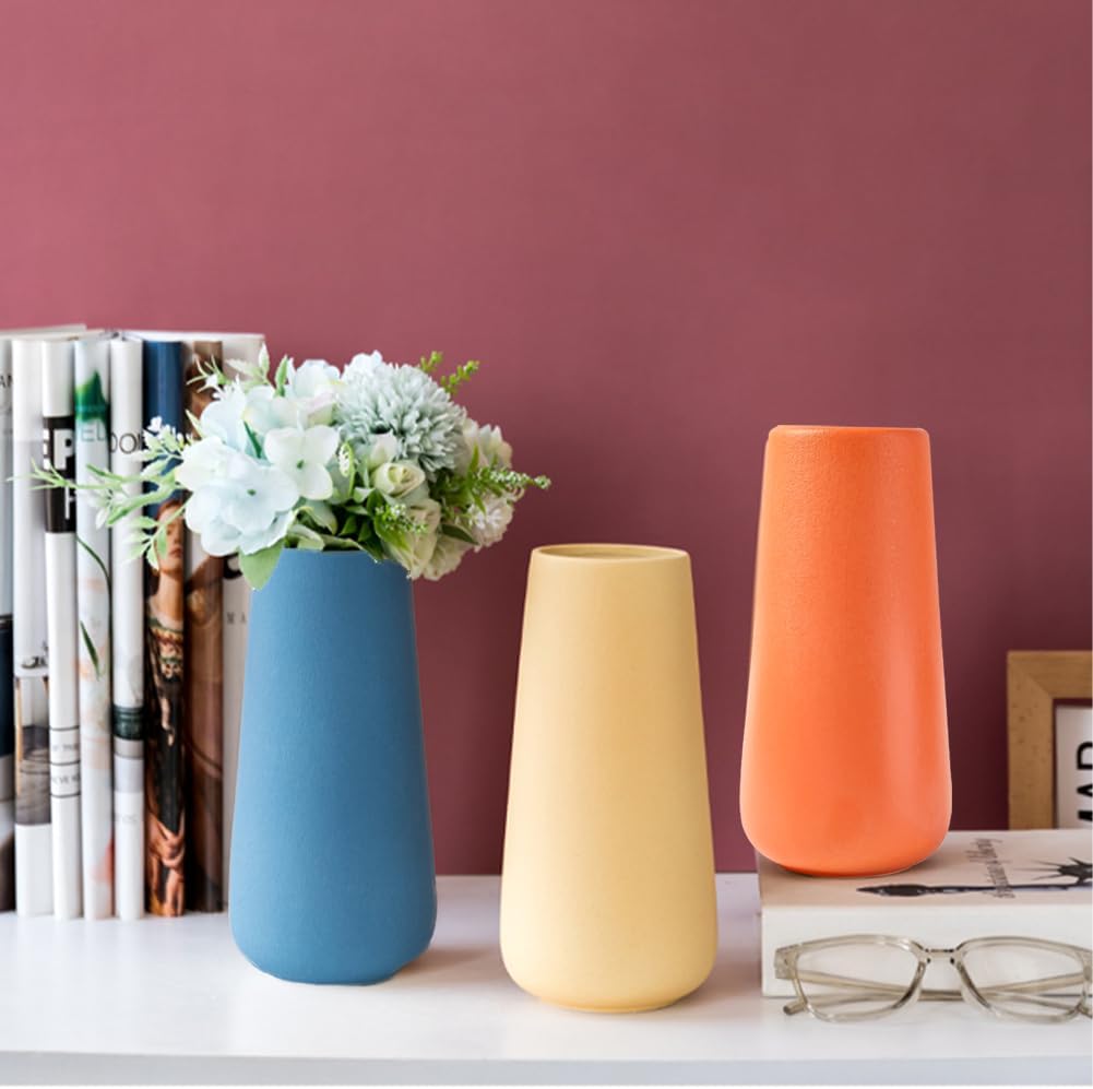 Yellow Ceramic Vase, 7.7" H, Minimalist Modern Home Decoration, Matte Design for Fireplace Bedroom Kitchen Living Room Centerpieces Office Desk, Fit for Holding Dried Flowers, Fresh Flowers