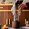 Artistic Wood Glass Vase, 12" H, Large Wooden Base Cylindrical Flower Vase, Classic Boho Rustic Style for Fireplace Bedroom Kitchen Living Room Centerpieces Office Desk