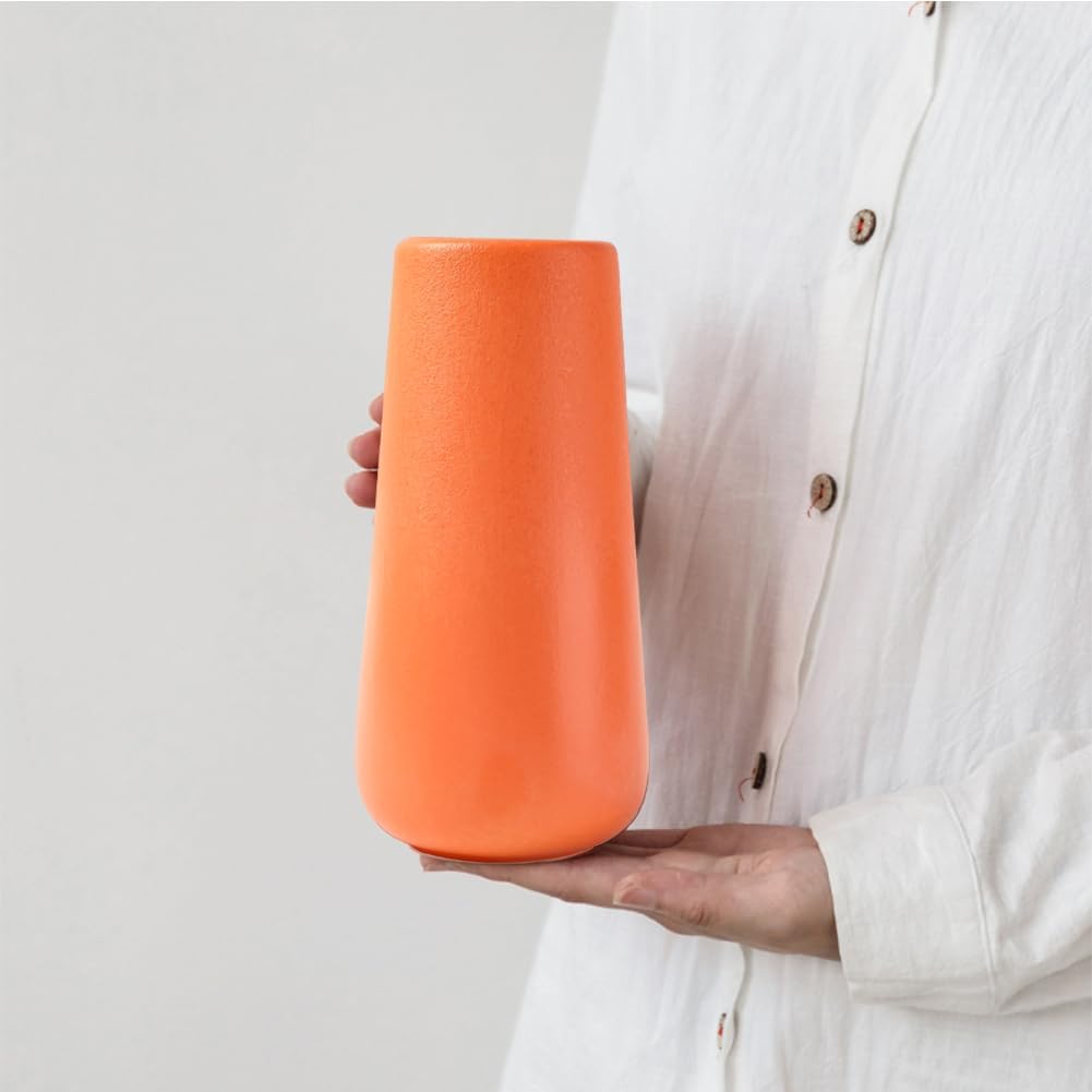 Yellow Ceramic Vase, 7.7" H, Minimalist Modern Home Decoration, Matte Design for Fireplace Bedroom Kitchen Living Room Centerpieces Office Desk, Fit for Holding Dried Flowers, Fresh Flowers
