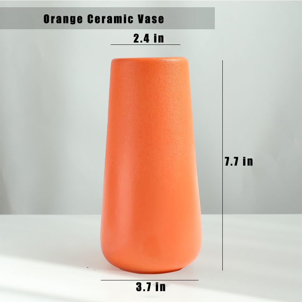 Yellow Ceramic Vase, 7.7" H, Minimalist Modern Home Decoration, Matte Design for Fireplace Bedroom Kitchen Living Room Centerpieces Office Desk, Fit for Holding Dried Flowers, Fresh Flowers