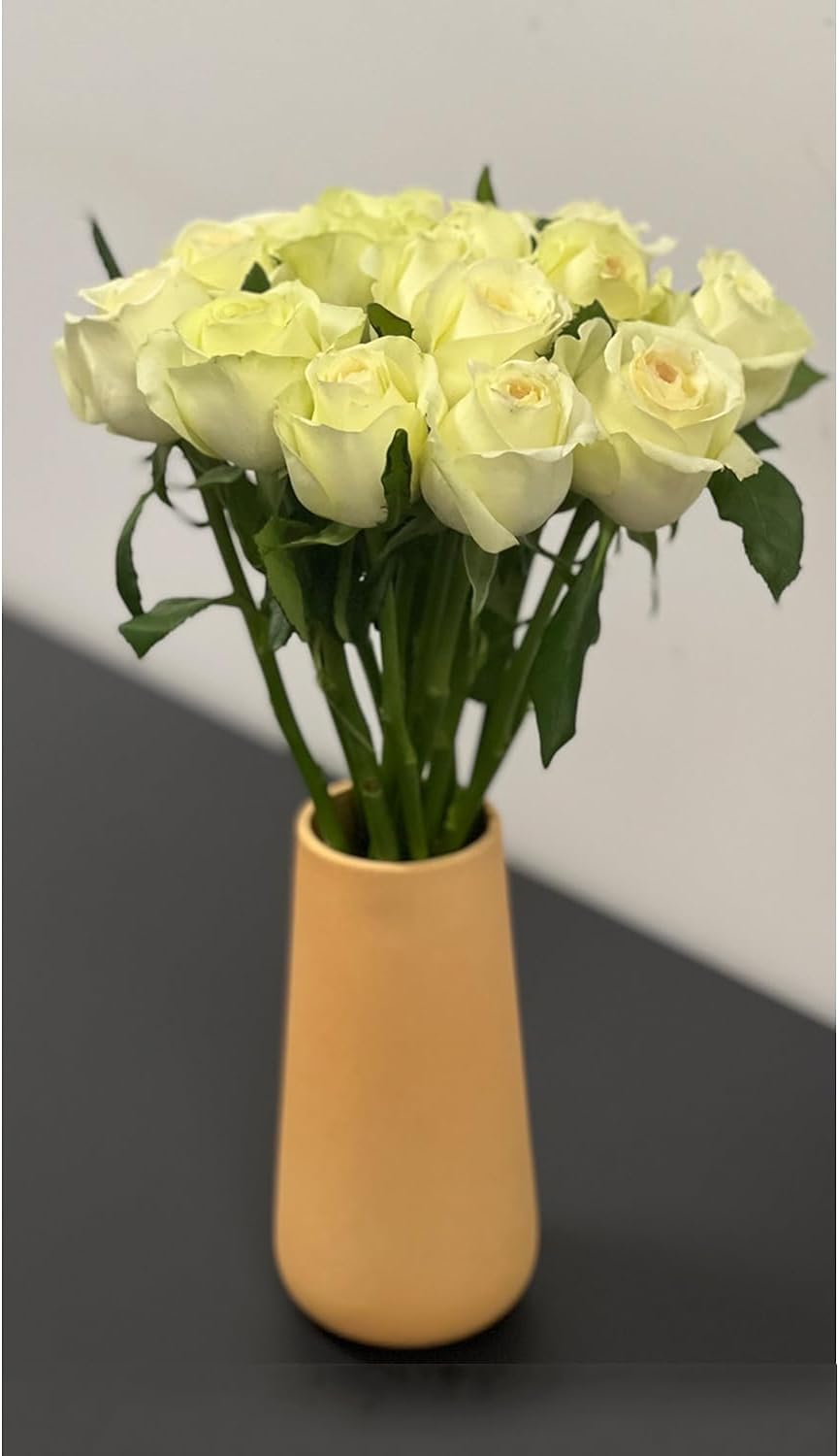 Yellow Ceramic Vase, 7.7" H, Minimalist Modern Home Decoration, Matte Design for Fireplace Bedroom Kitchen Living Room Centerpieces Office Desk, Fit for Holding Dried Flowers, Fresh Flowers