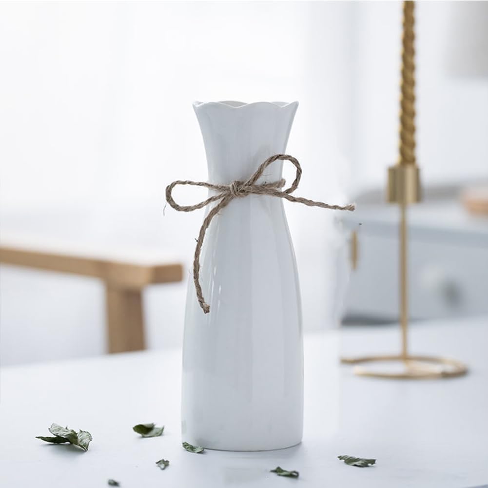 Ceramic Vase, 7.4 Inch for Pampas Calla Lily Tulip, Flower Vase Minimalism Style for Modern Table Shelf Home Decor, Fit for Housewarming, Weddings, Birthday, Christmas, Thanksgiving, New Year