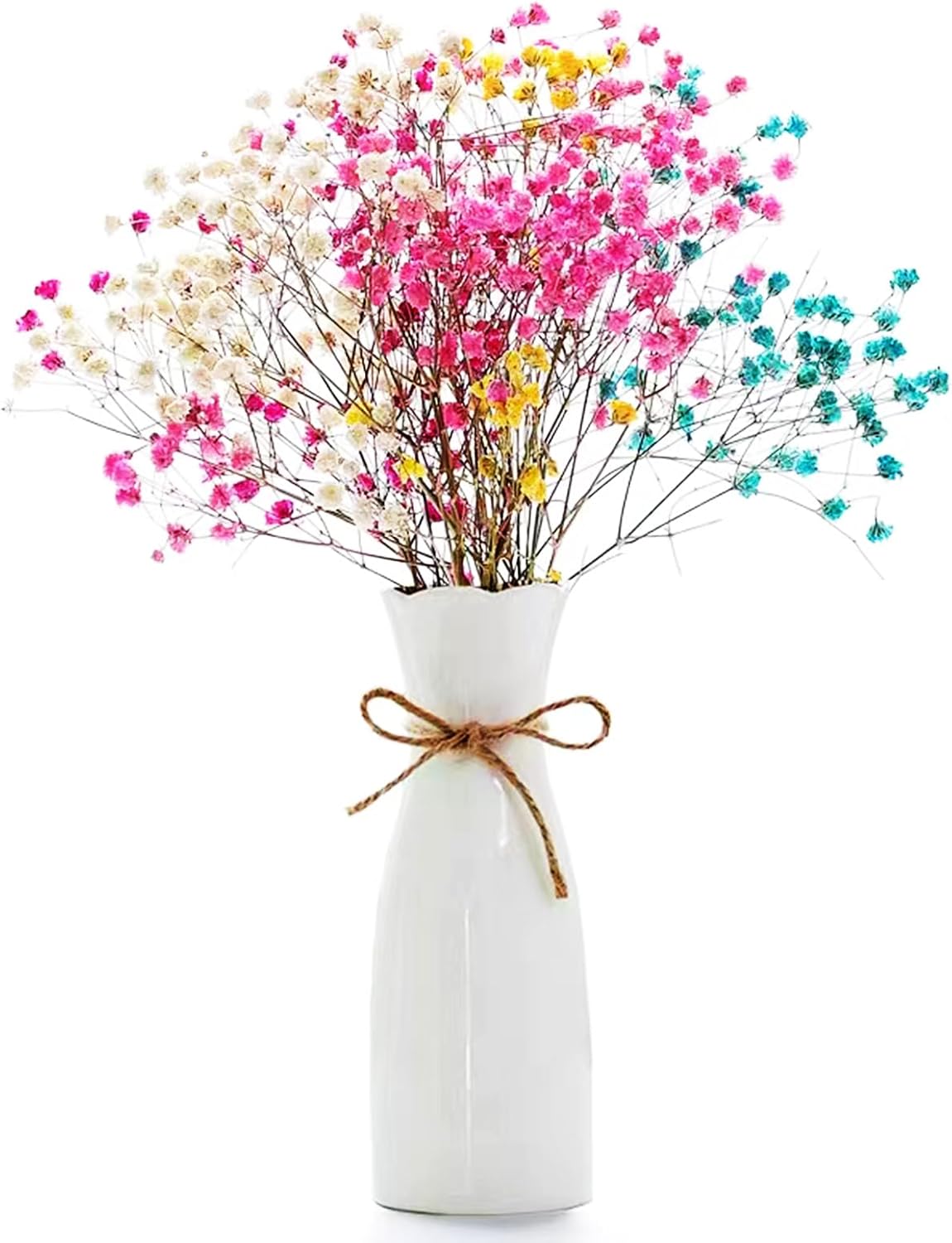 Ceramic Vase, 7.4 Inch for Pampas Calla Lily Tulip, Flower Vase Minimalism Style for Modern Table Shelf Home Decor, Fit for Housewarming, Weddings, Birthday, Christmas, Thanksgiving, New Year